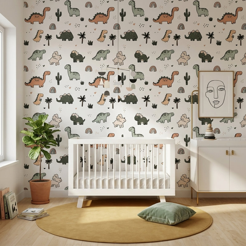 Décoration murale amovible pour chambre d'enfant avec fond blanc, Peler et coller