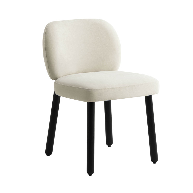 Foxy Textured Fabric Dining Chair, Cream, Dark Brown
