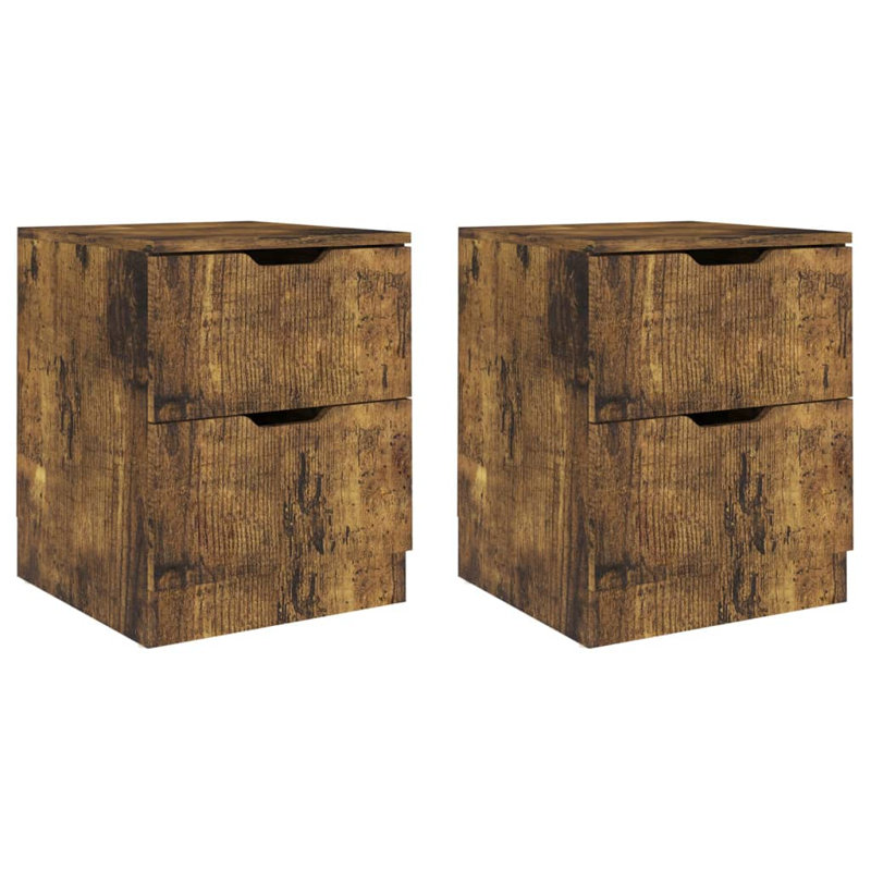 Brenza Block Side Table Set, Smoked Oak