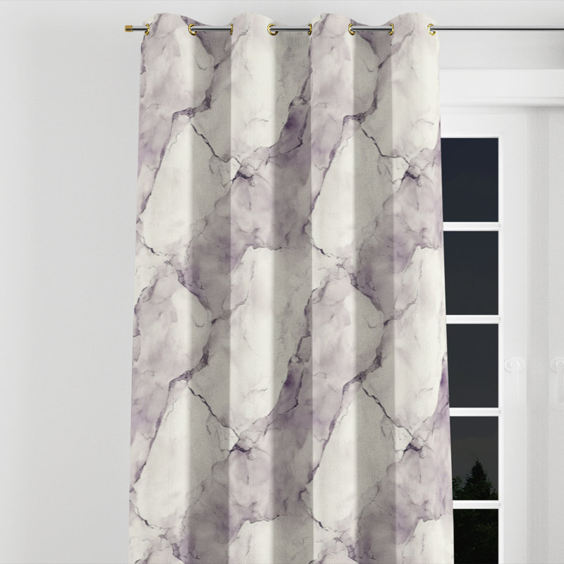 Panneaux de rideaux abstraits - gris avec œillets Azirah - 1 panneau, L 52 po x L 63 po, Œillets dorés