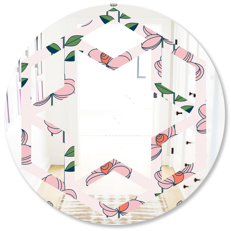 Miroir mural Hexagon Star Floral Botanical, H 31,5 po x l po