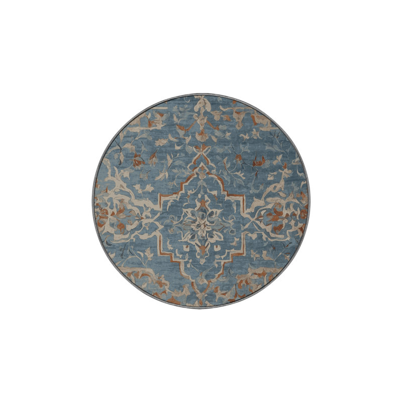 Tapis gris lavable à la machine, Rond 4 pi
