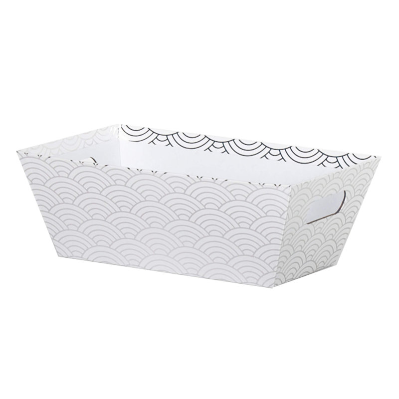 PLATEAU MOYEN RECT ARGENT / VAGUE BLANCHE, L 8 po x P 12 po
