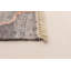 Tapis gris / orange en laine tissé à plat à la main à motif géométrique