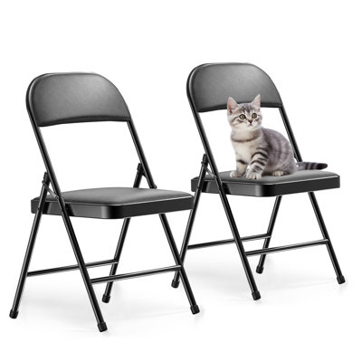 Pu Leather Padded Folding Chairs, Sturdy Metal Foldable Chair, Easy To Use And Store, Outdoor And Indoor, For Home, Office, Party
