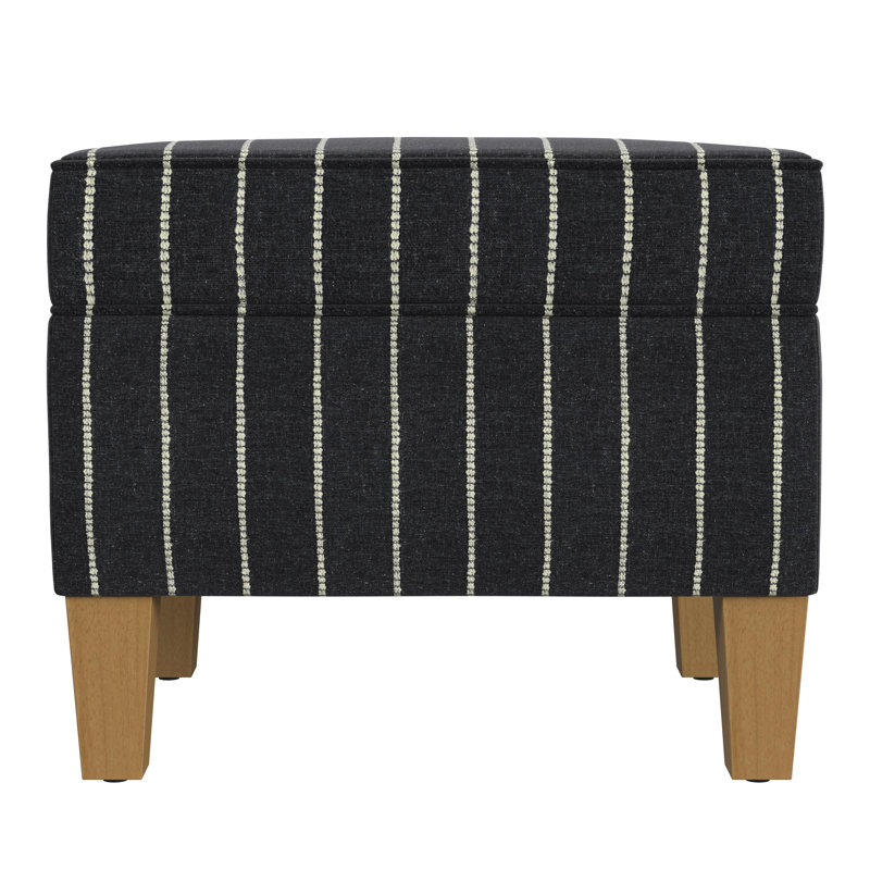 Gorton Medium Storage Ottoman, Black Striped Boucle