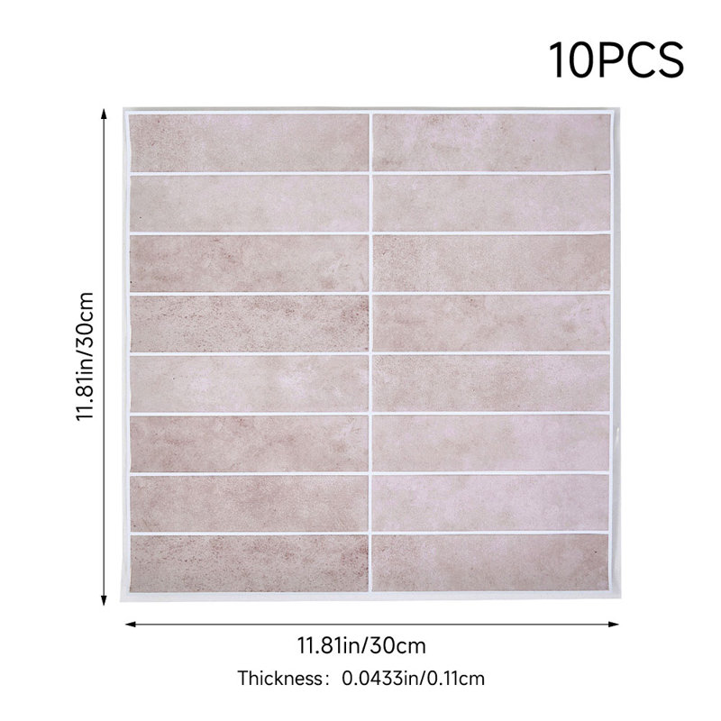 30cm W x 30cm L PET + PU Peel and Stick Field Tile, Light Pink