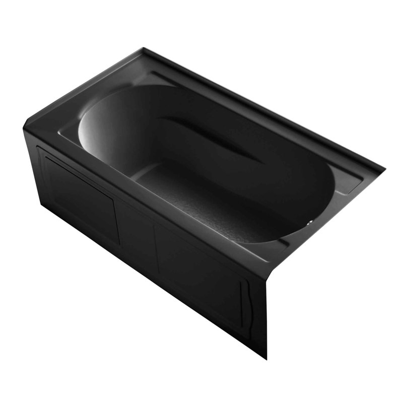 Devonshire 60" x 32" Alcove Soaking Acrylic Bathtub, Black Black, Right