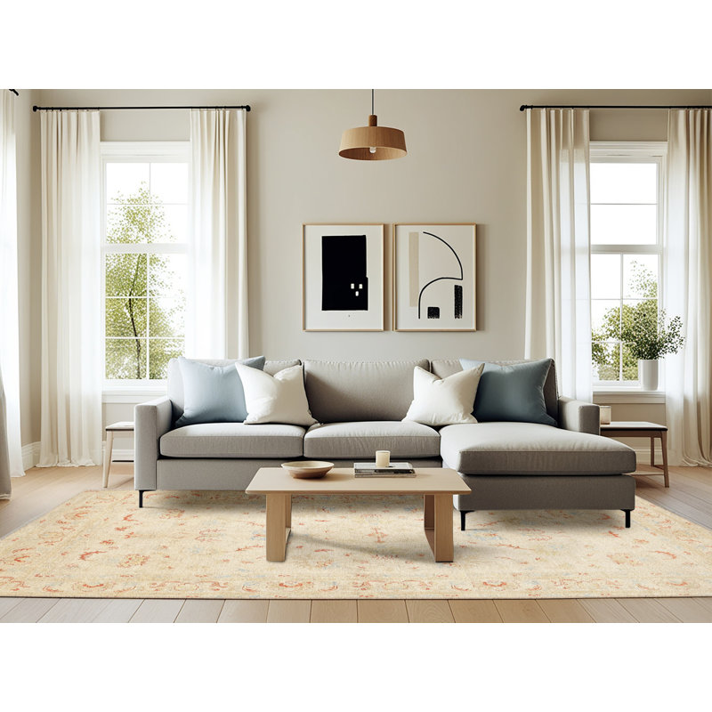Tapis oriental ivoire Monserrat, Rectangle 6 pi x 9 pi