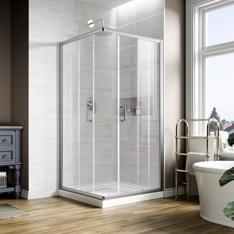 Cabine de douche carrée à double coulissement 36 po x P 36 po x H 72 po, Nickel