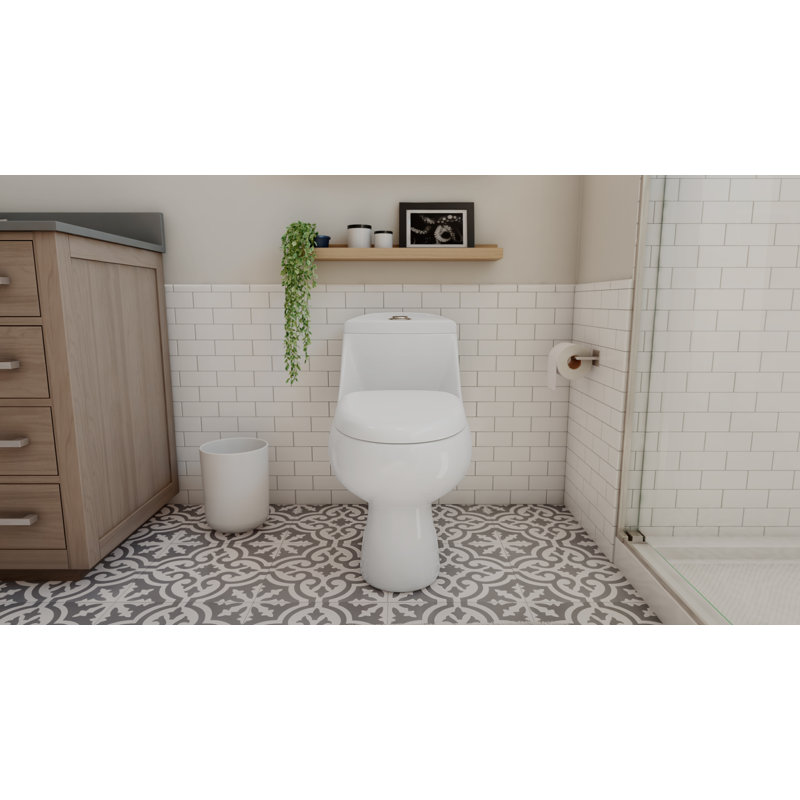 Toilette une pièce 14 po x 28 po DreamLine Aqua, blanc