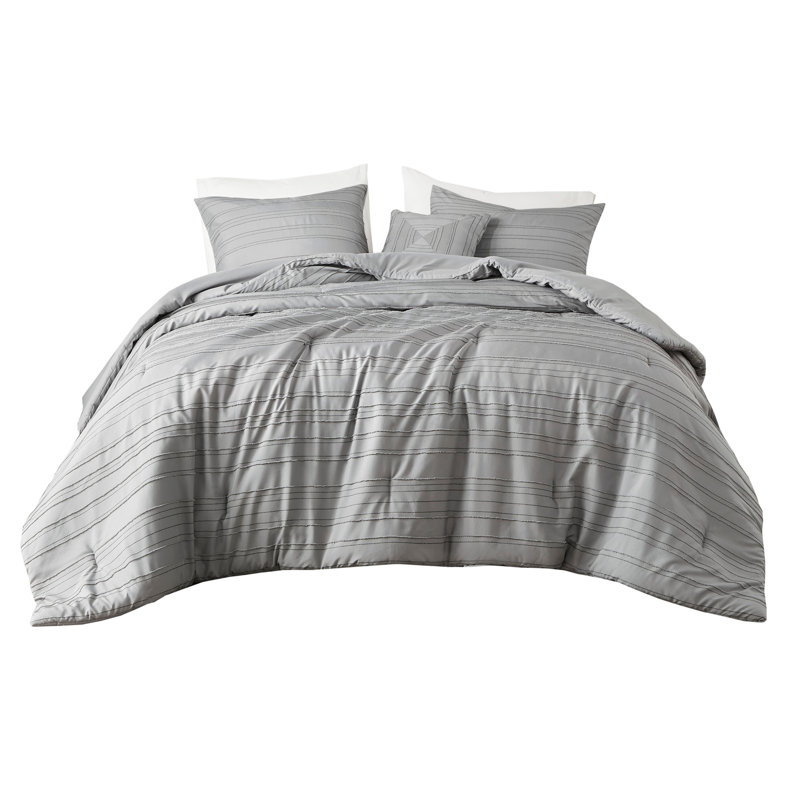 Ensemble d'édredon en jacquard à pince Cationic, Édredon simple + 2 taies décoratives + 1 coussin