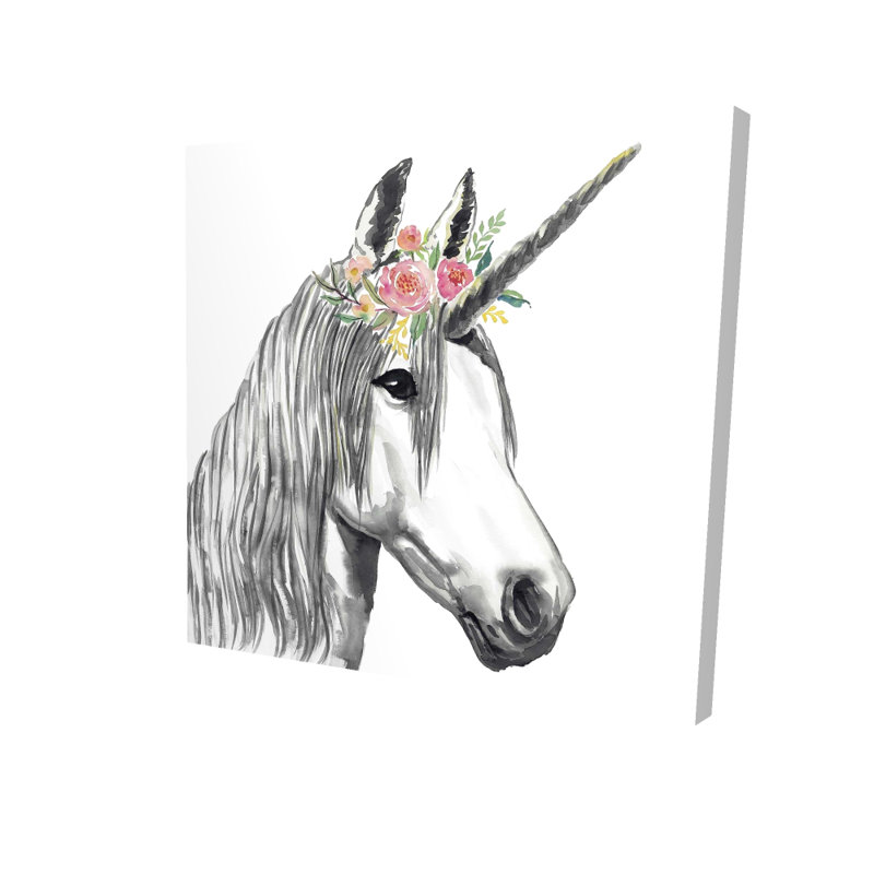 Illustration de licorne sur toile | Pièce d'art pour la décoration intérieure, H 36 po x l 36 po
