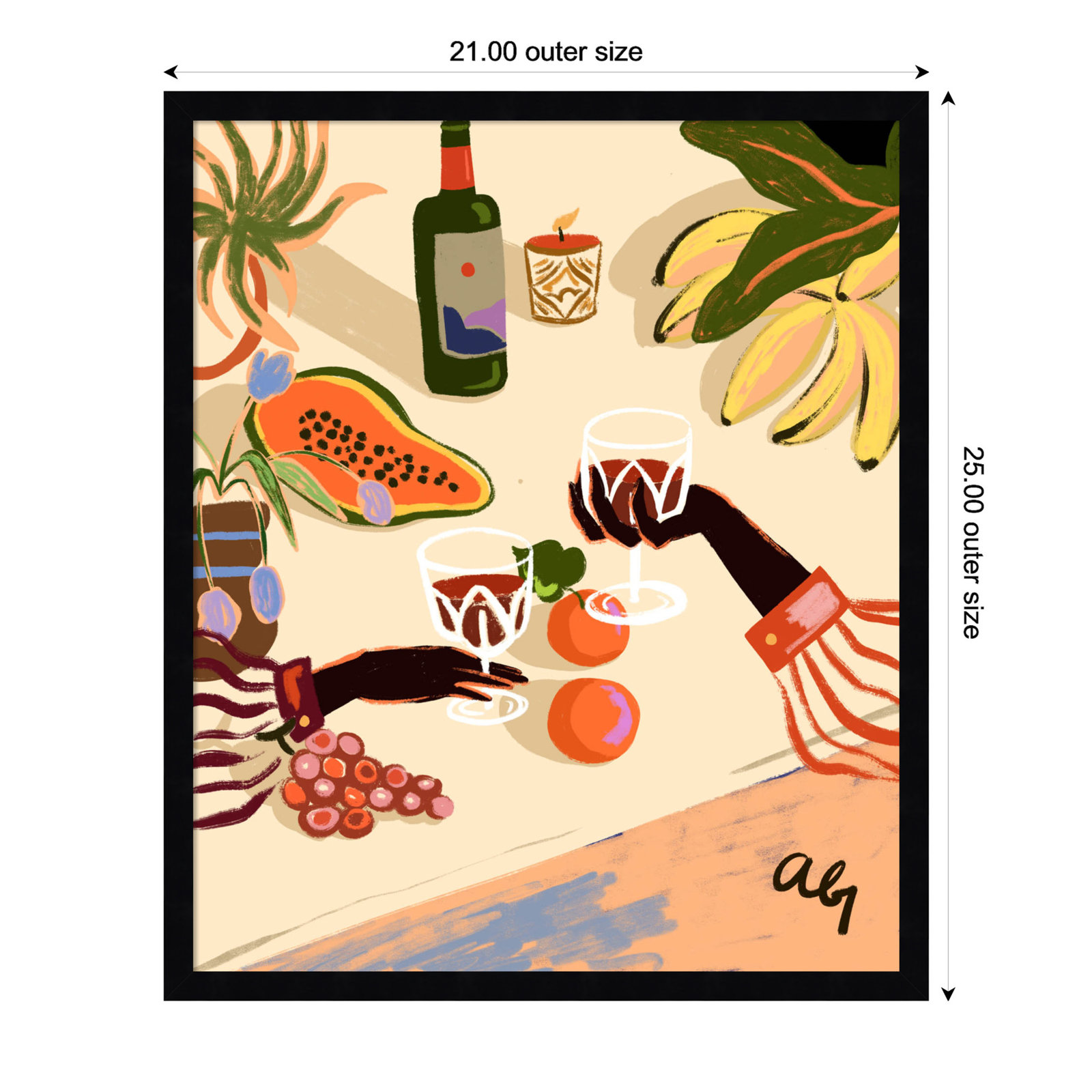 Pritchard "Cheers to You (Wine)" Print, 25" H x 21" W, Black