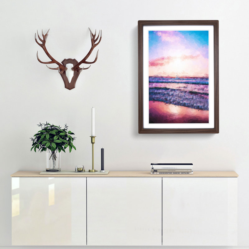 Pink Beach in Abstract - Framed Print, Walnut, 76cm H x 50cm W x 2cm D