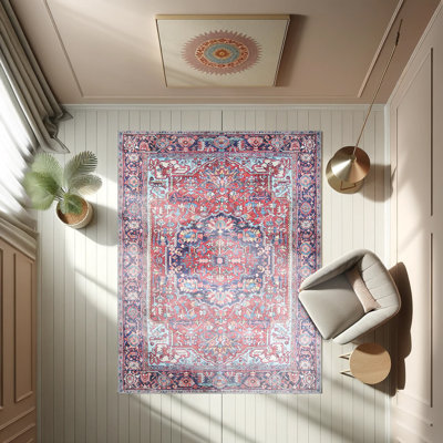 Tapis bourgogne à motifs rétro