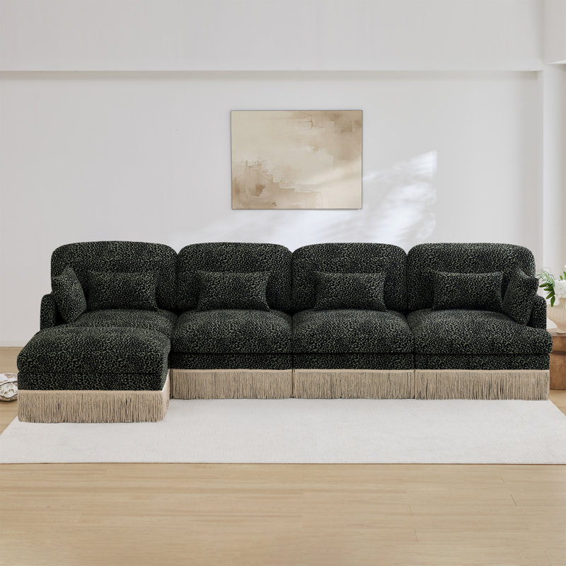 Canapés spacieux en chenille, style léopard moderne et modulaire pour la maison