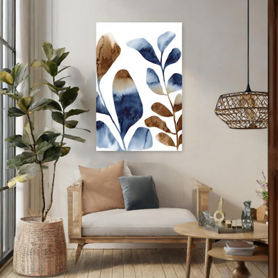Aquarelle, feuilles, brun, 1, abstrait, contemporain, nature élégante
