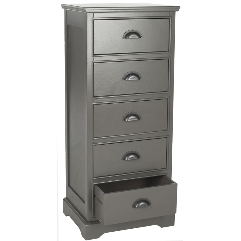 Calvillo 43cm W 5 - Drawer Chest of Drawers, Grey