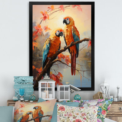 Perroquets coucher de soleil sérénade sur toile