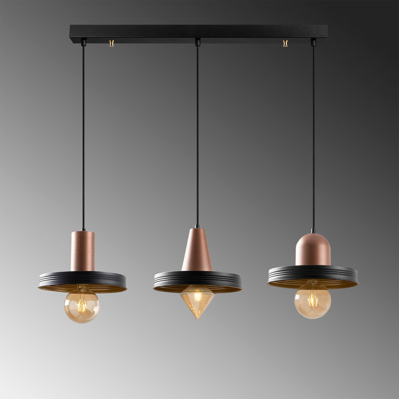 Luminaire suspendu en dôme pour îlot de cuisine à 3 lumières Willimlant