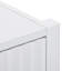 Buffet décoratif en U en bois blanc avec poignées en métal et motif à vagues, option de rangement polyvalent en blanc. Poignée pour la chambre à coucher. . Bois massif. Rangement à 2 couches. 170 lb de charge de bureau