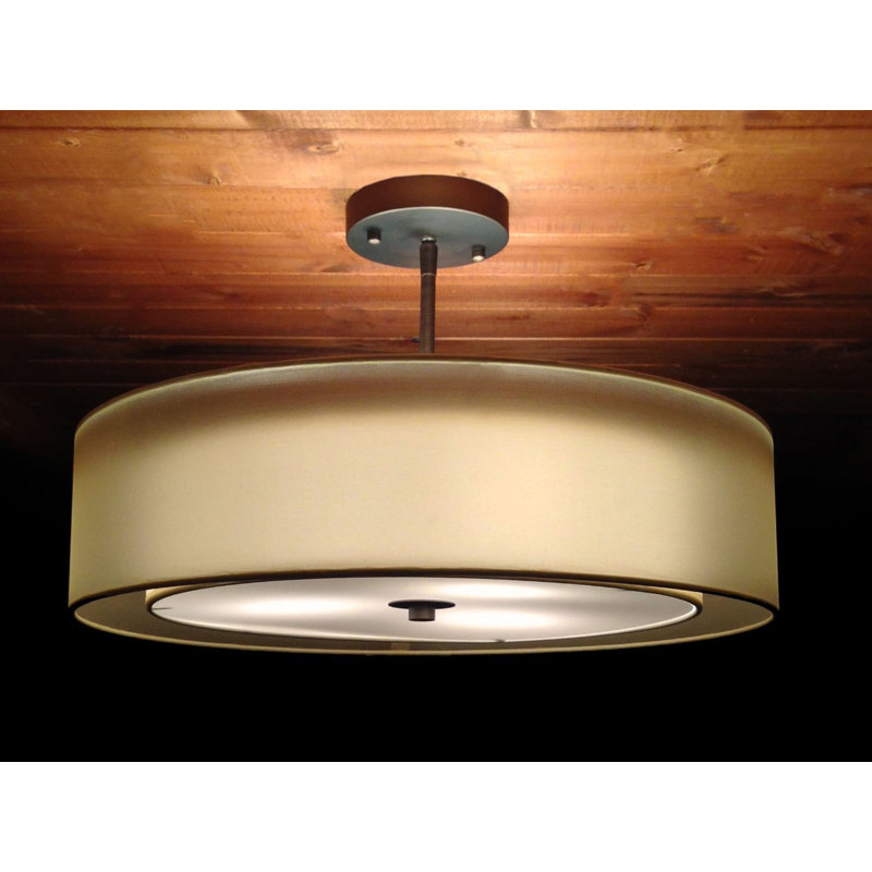 Aherin Fabric Semi Flush Mount, Bronze