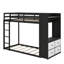 Lit superposé simple avec 4 tiroirs pour le rangement, tringle, barre lumineuse, tablettes intégrées et planches doubles perforées, plusieurs couleurs-1076334479
