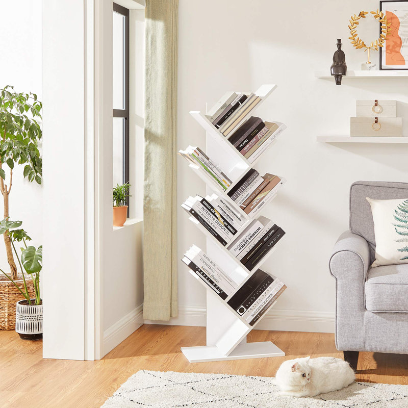 Trivette Geometric Bookcase, 55.7" H x 20" W x 11" D, Cloud White