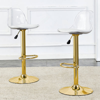 Chaises et tabourets de bar modernes et minimalistes. Peut pivoter à 360 ° et ajuster le levage. Dossier en PET et sièges en polyuréthane. Ensemble de 2. Convient aux bars, aux restaurants et aux caissiers de la réception.