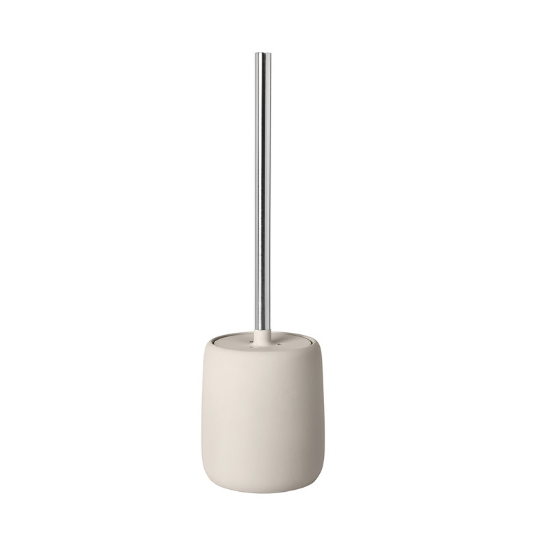 SONO 15.37" Ceramic Toilet Brush and Holder, Moonbeam