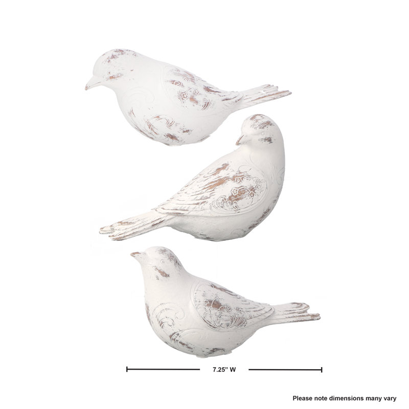 Ensemble de 3 figurines d'oiseaux en résine