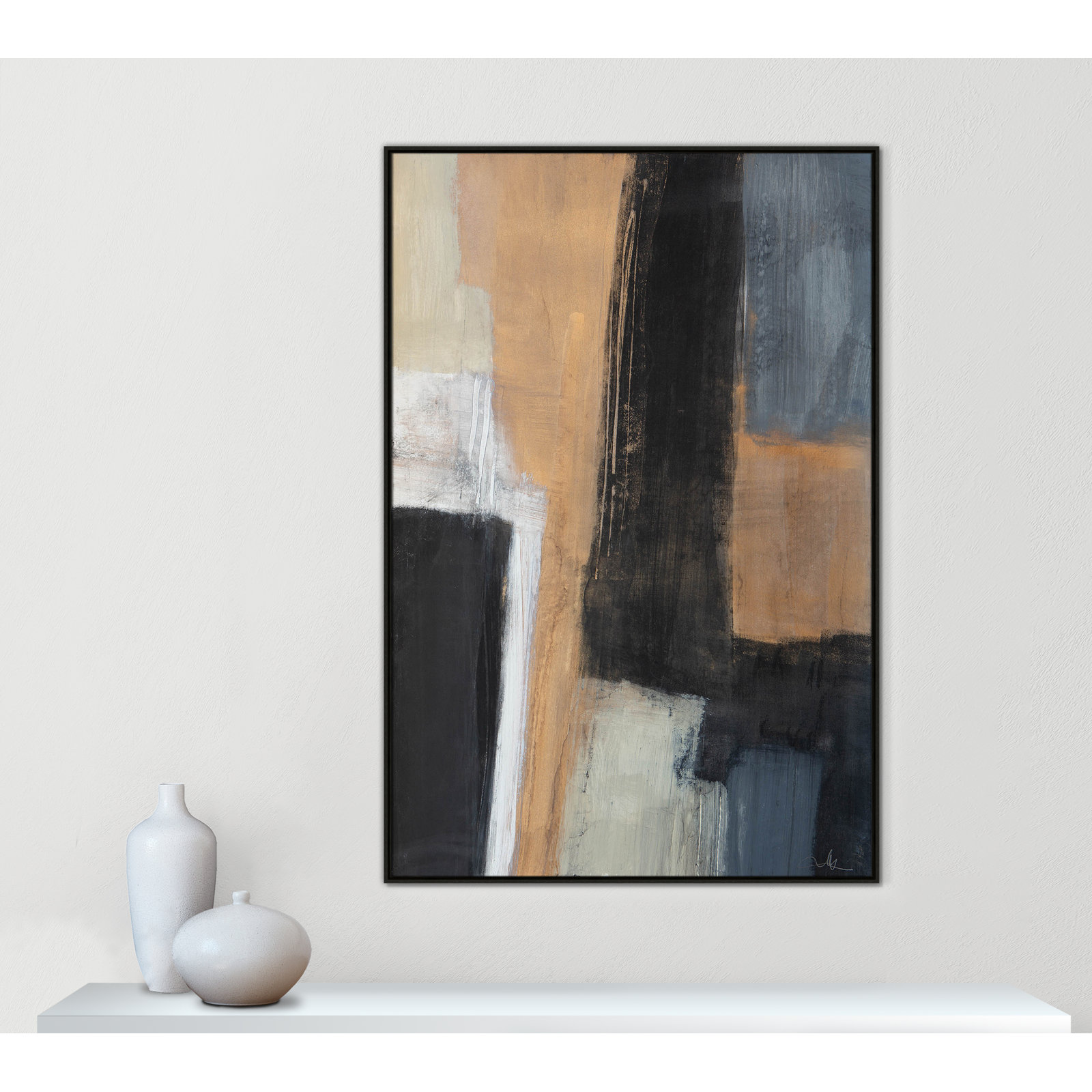 Calderon "Metallic Slate I" Print, 61.5" H x 41.5" W x 2" D, Espresso