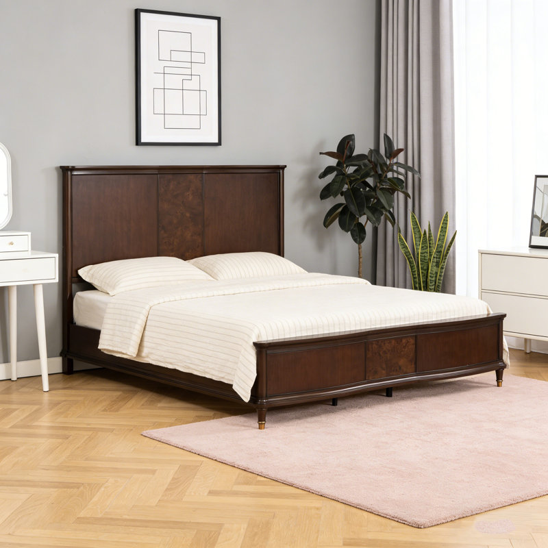 Lit de style grand lit de style transitionnel à finition cerisier foncé 1pc, Grand