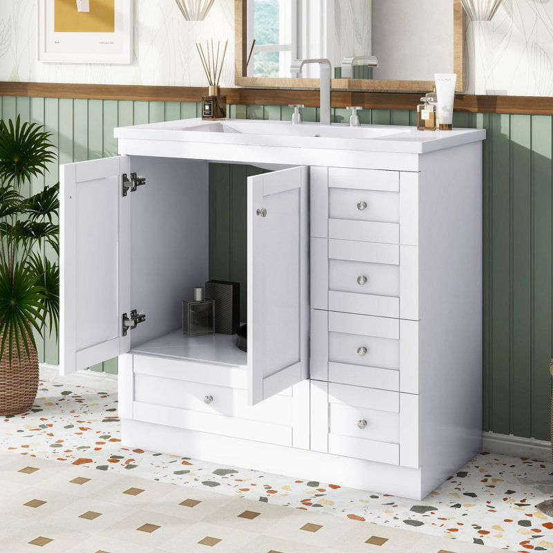 36" Modern Bathroom Vanity, White