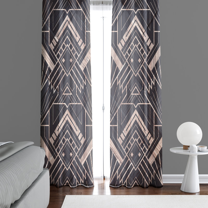 Paire de rideaux semi-transparents foncé Art Deco, L 40 po x L 82 po