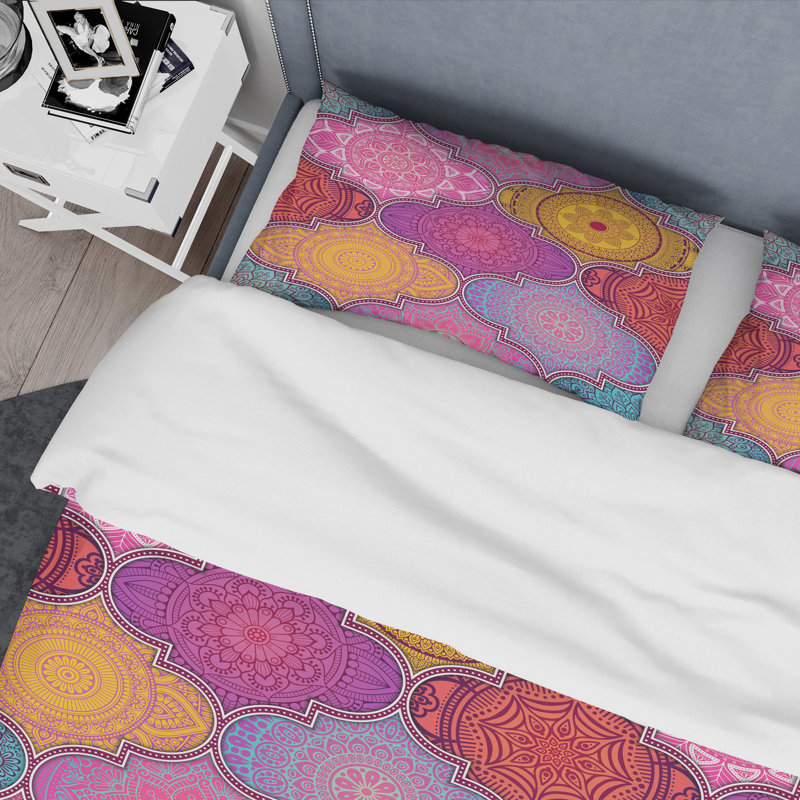 Multicolor Ethnic Patchwork - Abstract Duvet Cover Set - Microfiber Polyester, King Duvet Cover + 2 King Shams