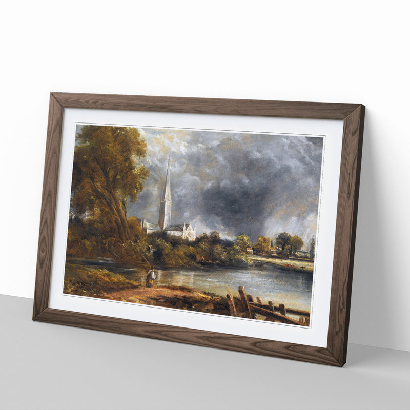 Salisbury Cathedral Vol.2 by John Constable - Picture Frame Painting, Walnut Framed, 48cm H x 65cm W x 2cm D