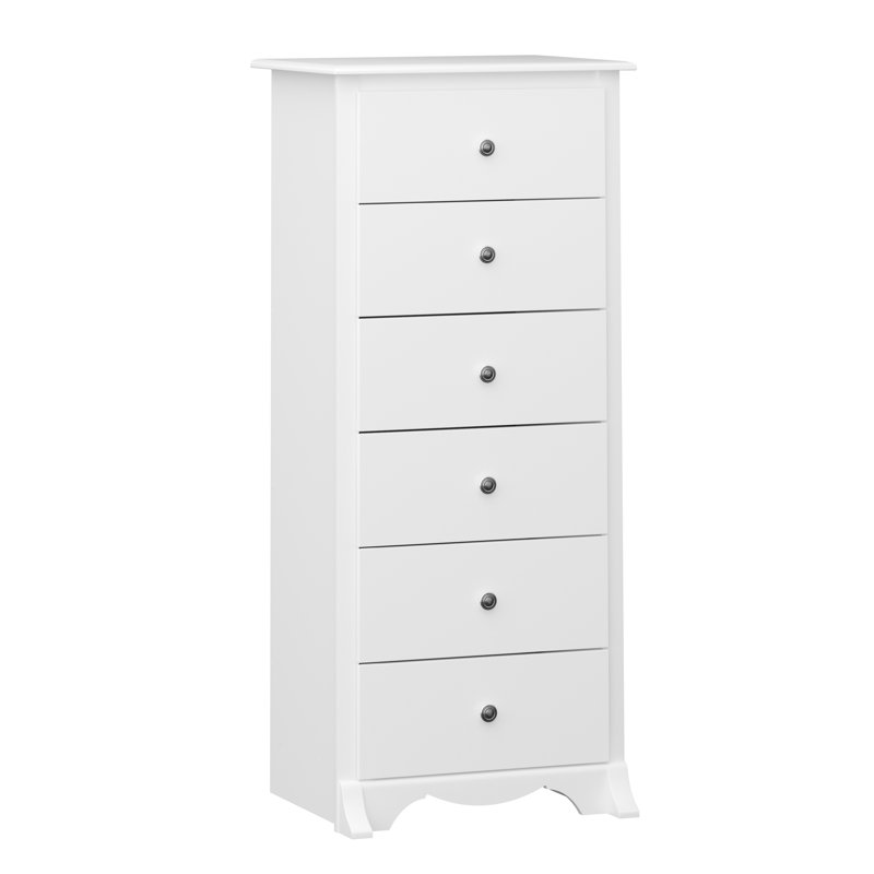 Wahhaj 52.75" Tall 6-Drawer Dresser, Chest of Drawers, Storage for Bedroom, Living Room, Office, 19"D x 23.25"W x 52.75"H, White