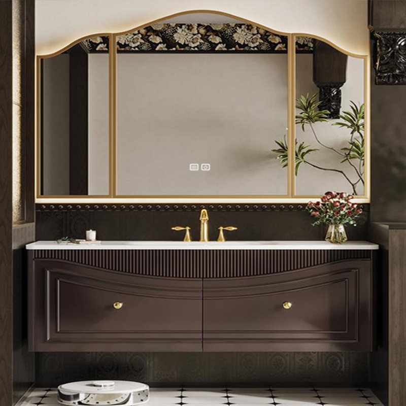 Italian-style multifunctional bathroom cabinet, 67", Dark Brown
