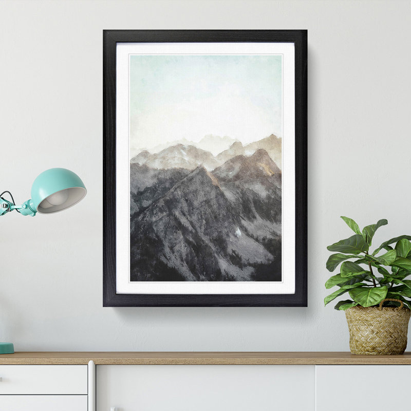 Mountain Range - Picture Frame Painting Print, 87cm H x 62cm W x 2cm D, Black Framed