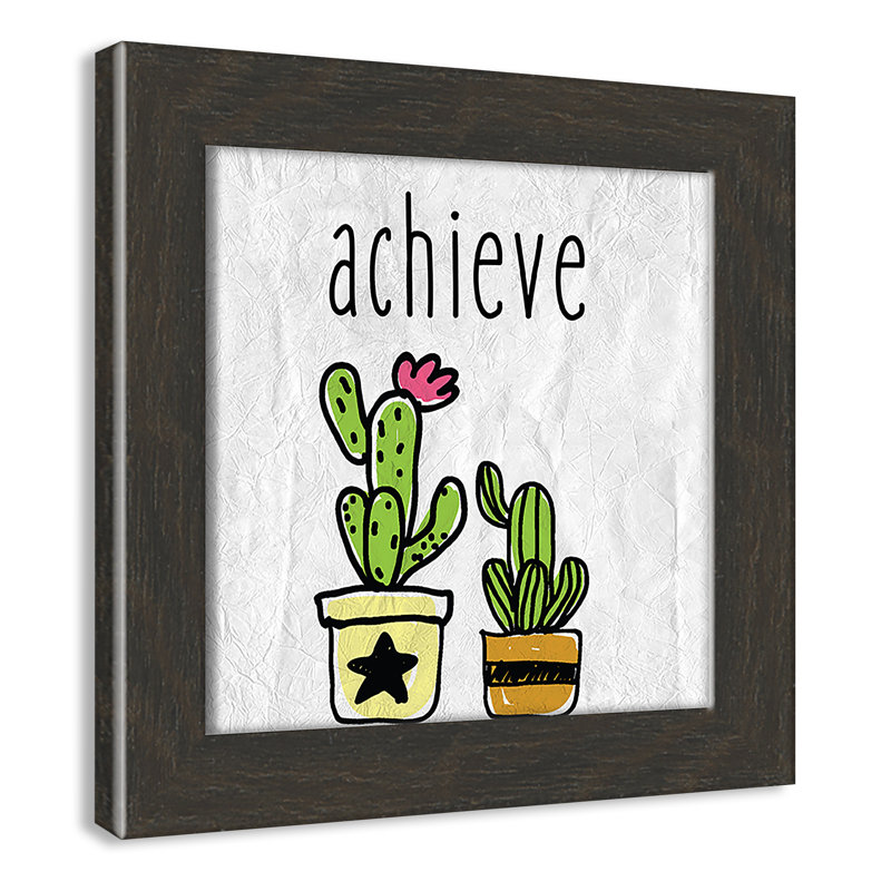Impression sur papier Cacti C, Encadré plat à grain de bois noir, H 8 po x l 8 po x P 0,6 po