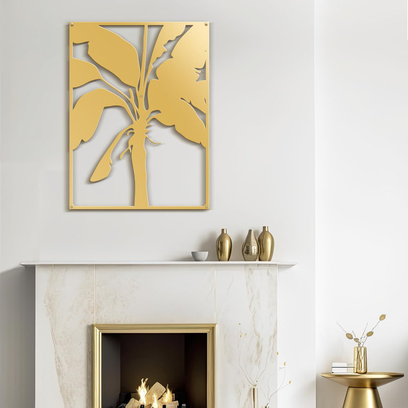 Décoration murale décorative murale en métal, H 18 po x l 13,43 po x P 0,05 po, Or