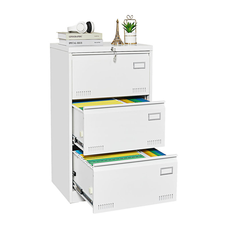 Filing Cabinet, Lateral File Cabinet With 3 Drawer, Entryway Cabinet, White