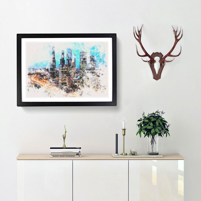 Moscow Russia Skyline - Framed Print, 62cm H x 87cm W x 2cm D, Black Framed