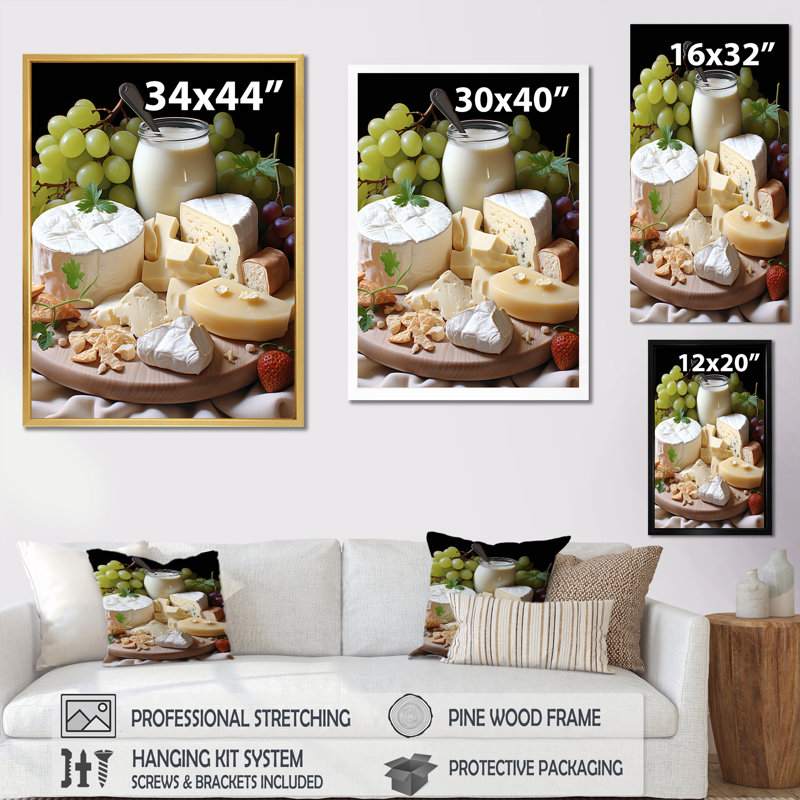 «Milk And Cheese Creamy Serenity I», reproduction sur toile, Cadre flottant blanc, H 32 po x l 16 po x P 1 po