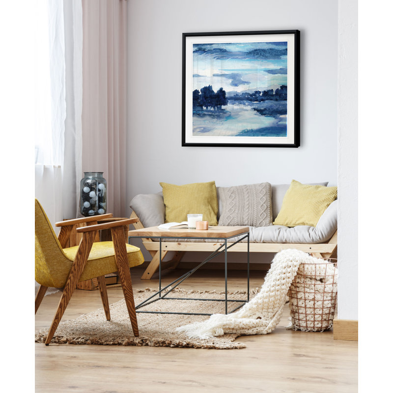 Indigo Land I - Imprimé, H 30,5 po x l 30,5 po x P 1,5 po, Cadre plastique noir