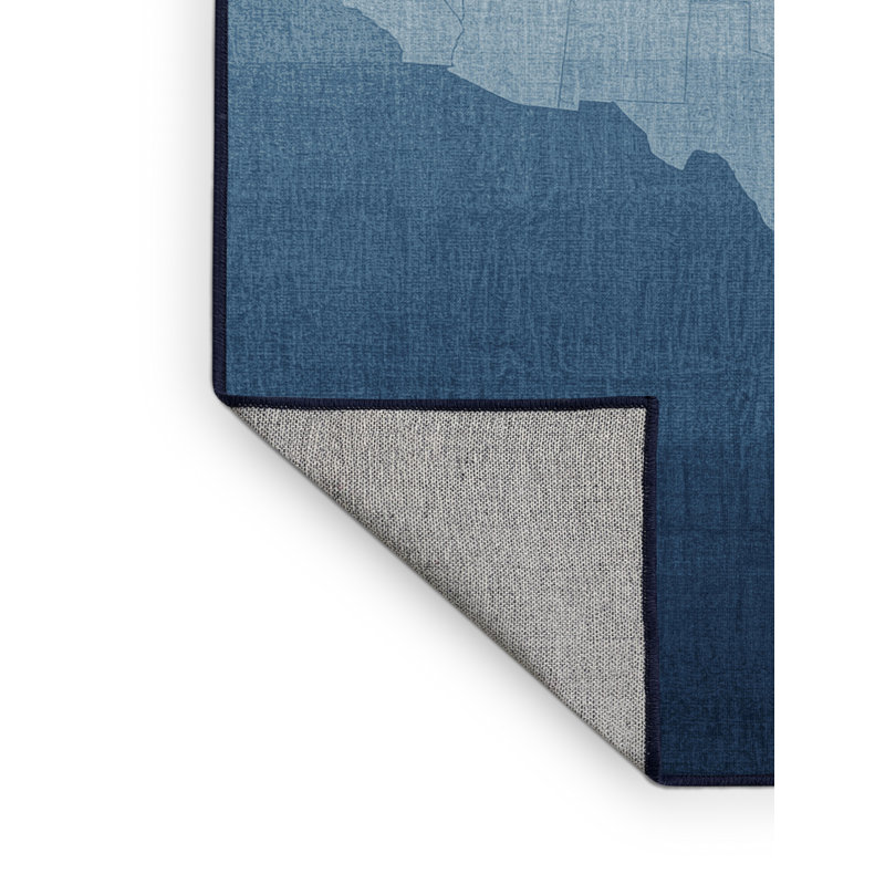 Machine Washable Karlov July 4Th Modern & Contemporary Abstract Rug in Gray – Navy Binding, 8x10