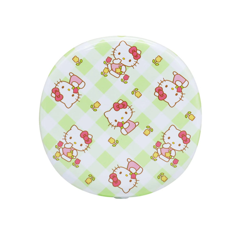 Hello Kitty Pretty Petals LED Compact Mirror with Artwork, Travel Makeup Mirror with 3x Magnified Top Mirror, Soft Touch Sensor Button, and Adjustable Brightness Makeup Mirror