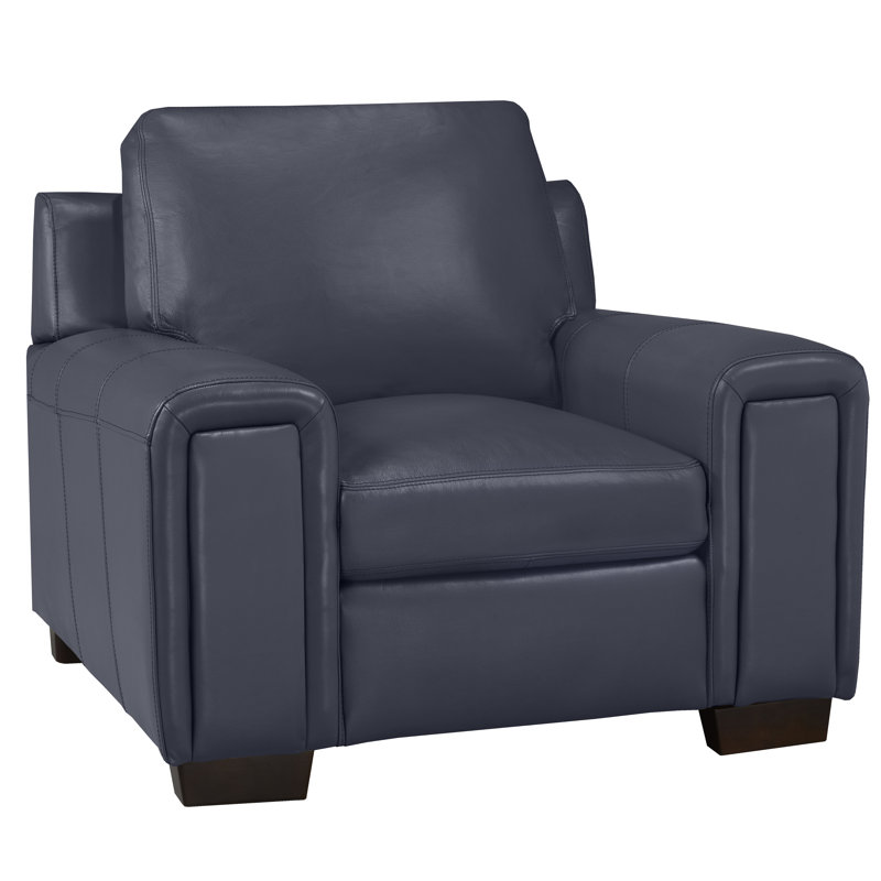 Fauteuil Edgmon, Cuir bleu marine